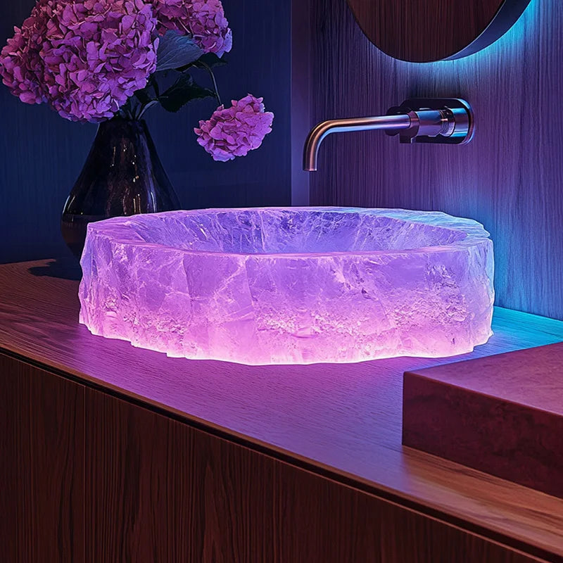 Resin dream crystal stone wash basin custom sales office model room bathroom single basin art table basin
