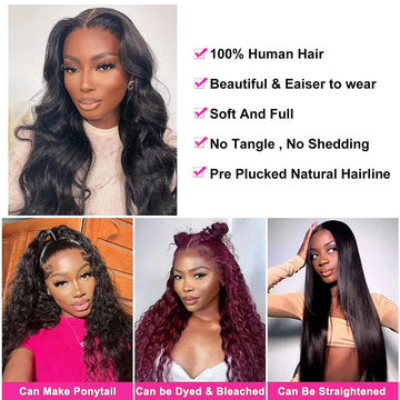 HD Transparent Lace Frontal Wig 42-44in Body Wave — Deep Black | KIMLUD