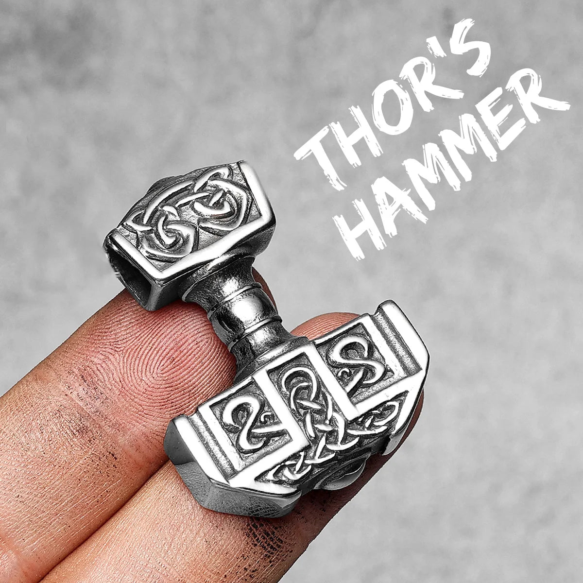 Thor's Hammer Men Necklaces With Pendant Stainless Steel Jewelry For Male Women Carving Punk Hip Hop Accessories Gifts Wholesale