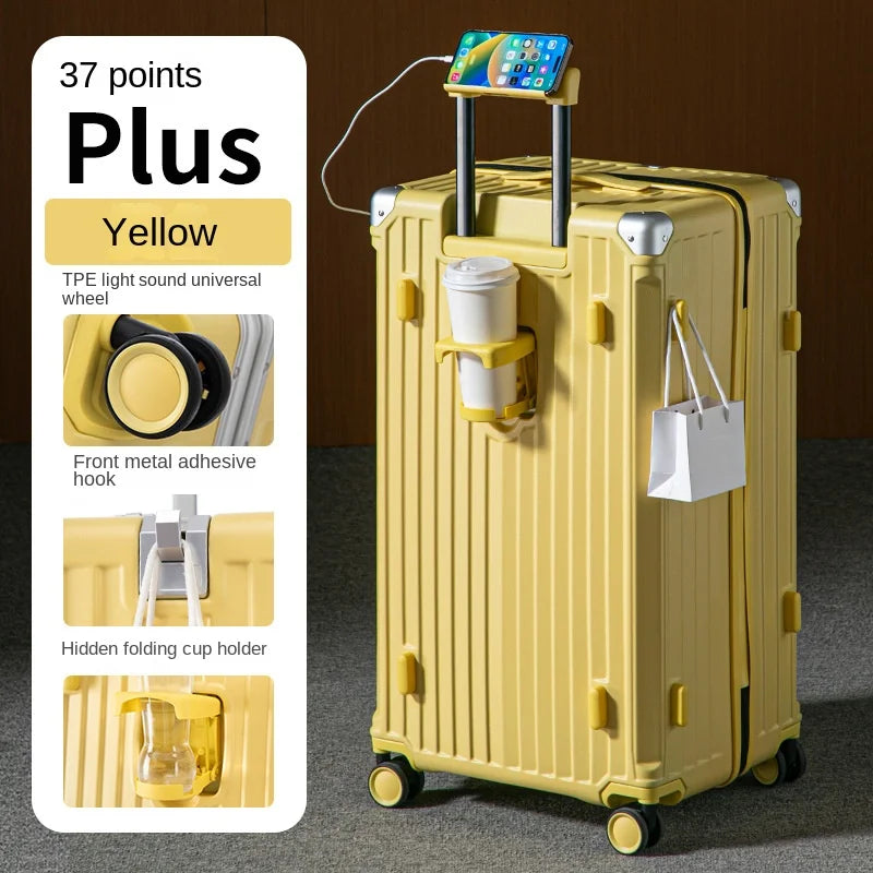 Aluminum Frame Travel Suitcase 30 Inch Large Capacity With Expandable Interior — Deep Red | KIMLUD