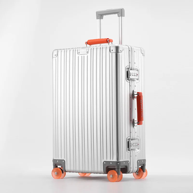 Women Men 2025 New Aluminum Suitcase 20"inch Carry on Rolling Luggage 29inch Trolley Case With Wheels