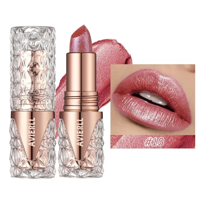 Pearlescent Lip Gloss 3 In 1 Lipstick Long Lasting Shine — Rose Pink | KIMLUD