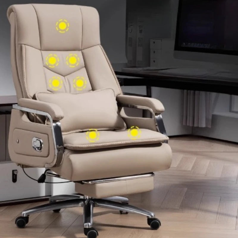 Selected cowhide foot hold Office Chair 7-point massage Ergonomic Recliner Rolling Gaming Chair boss Bureaux Office Furniture