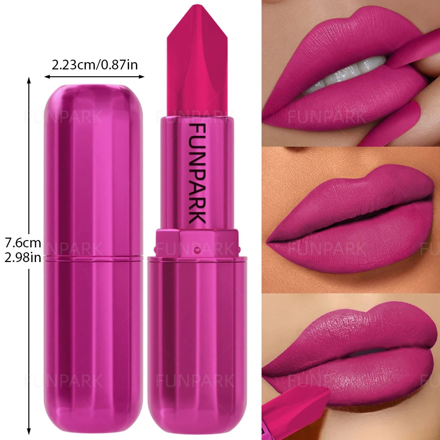 Matte Lipstick Long-Lasting Waterproof High-Pigment Velvet — Rose Red | KIMLUD