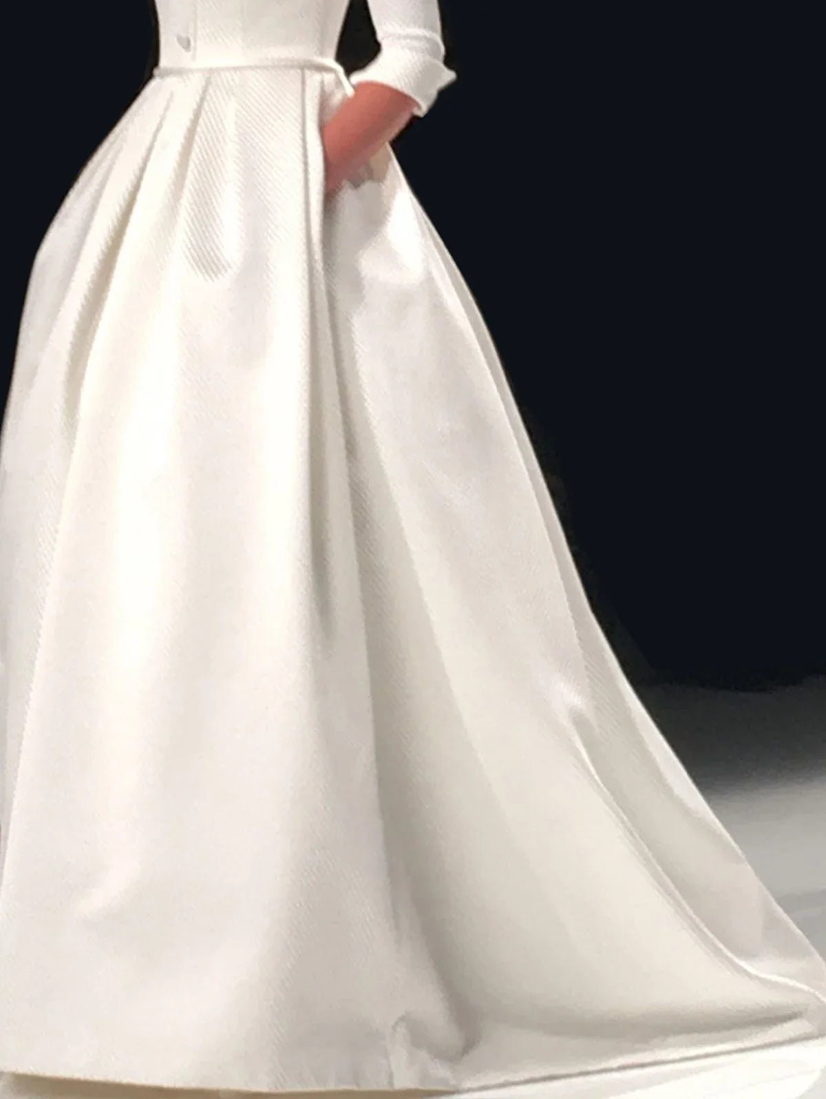 Elegant Satin Maxi Dress With Pockets And Turndown Collar For Gala Events — White | KIMLUD