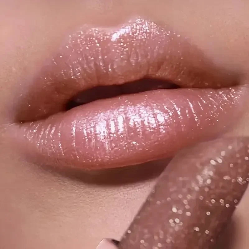 Glitter Pearlescent Lipstick, Waterproof Long Lasting Lip Color, Hydrating Plump Lips for Daily & Party Makeup