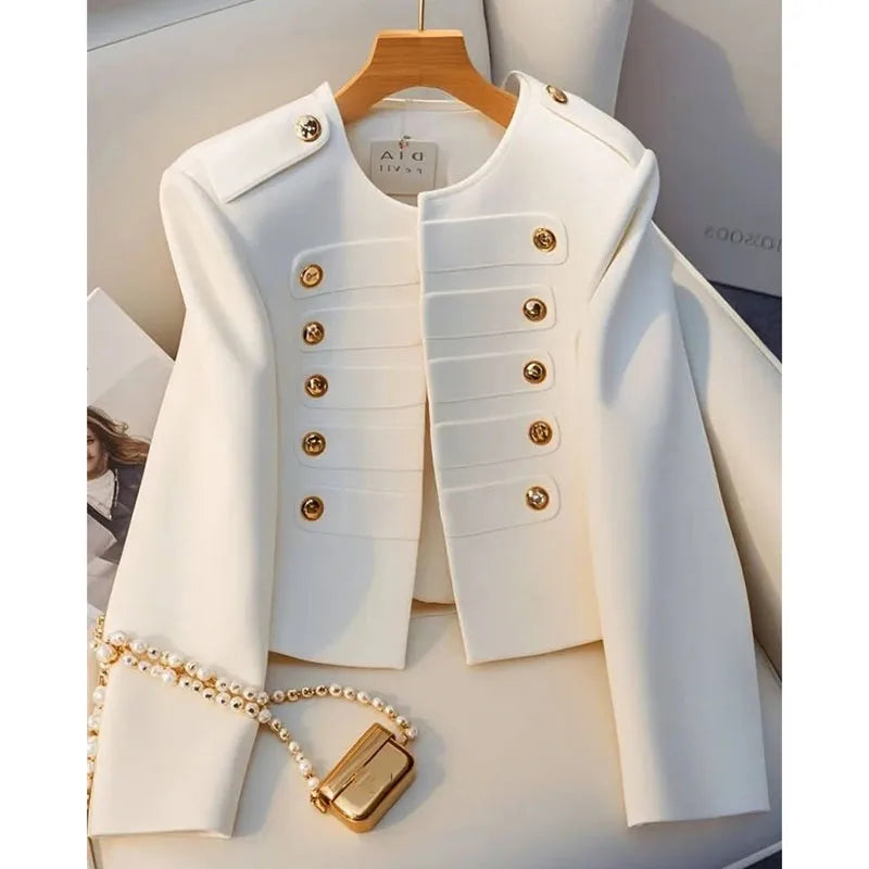 Korean Fashion Women's Jackets 2025 Autumn All-match New white Long Sleeve Temperament Top Lady Ladies Short Coat Outerwear