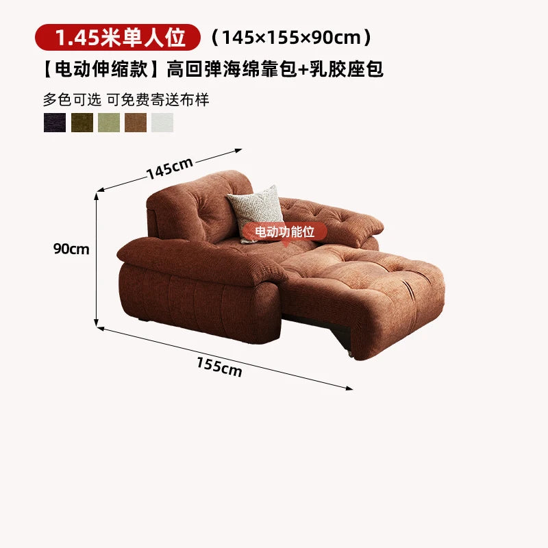 Velvet Designer Living Room Sofa Multifunctional Electric Adjustment — Burnt Orange | KIMLUD