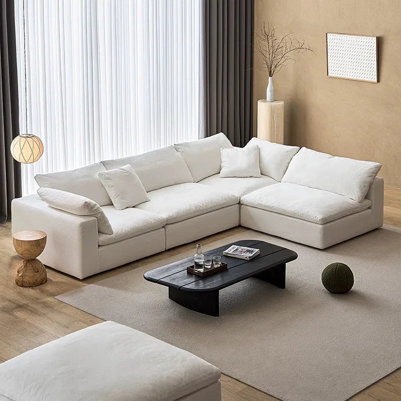 Velvet Sectional Sofa L-Shaped 2-3 Seater With Tufted Back And Stainless Steel Base — Customized | KIMLUD