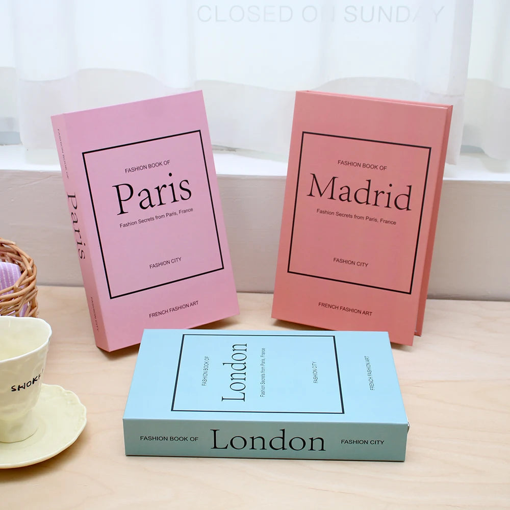 Foldable Faux Books Three-Piece Set for Couture Coffee Table Decor — Black | KIMLUD