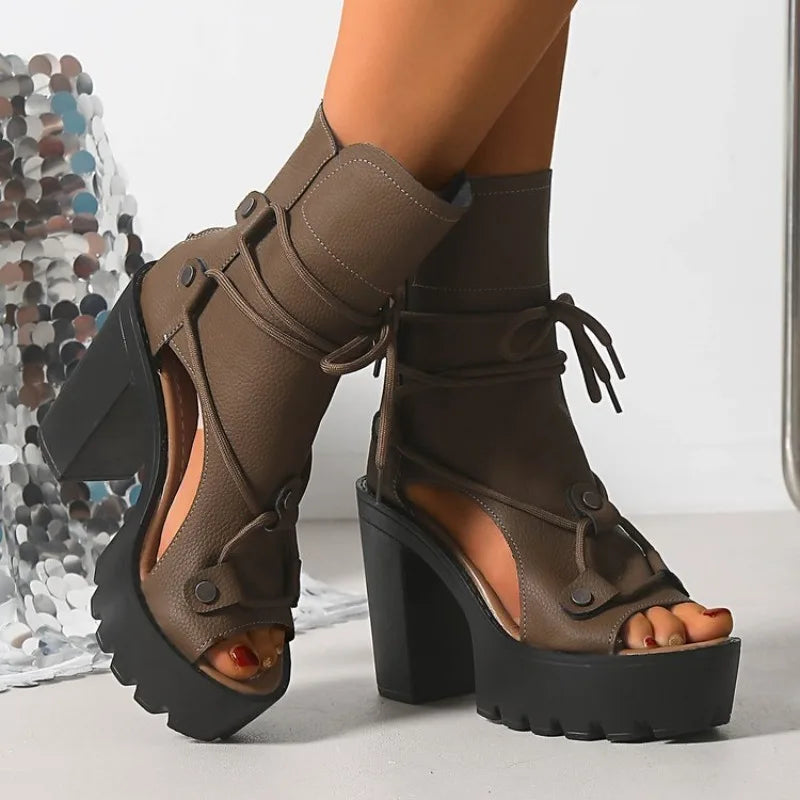Platform Ankle Boots – Open Toe – Platform Silhouette | KIMLUD