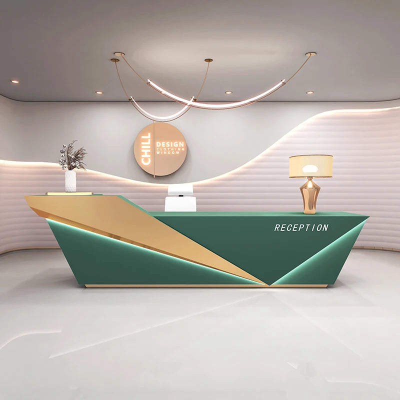 Sculpted Marble Reception Desk With Integrated Storage — Charcoal | KIMLUD