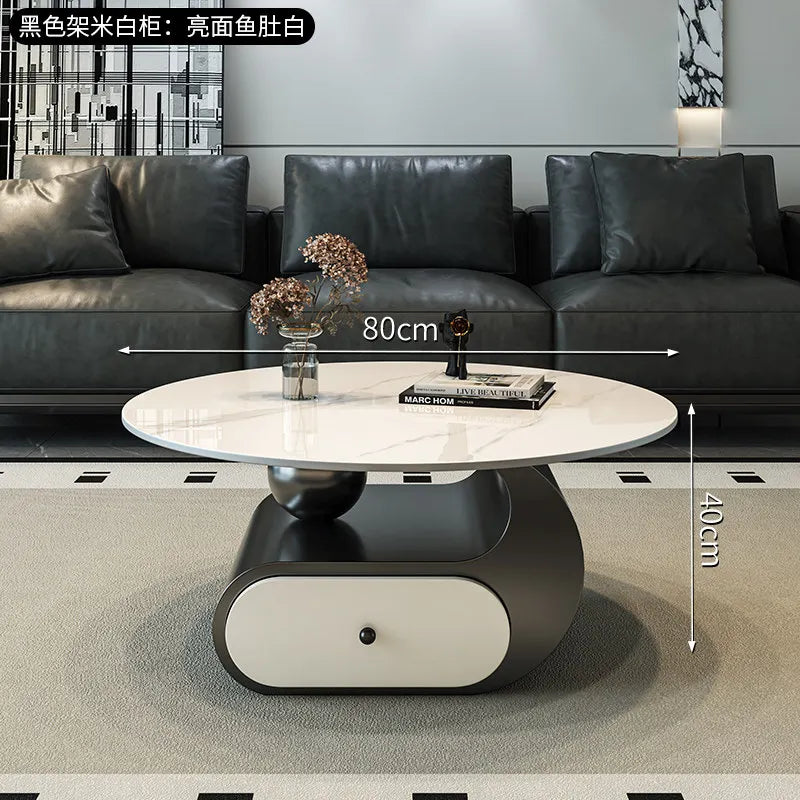 Italian Minimalist Coffee Table With Storage — Cream | KIMLUD