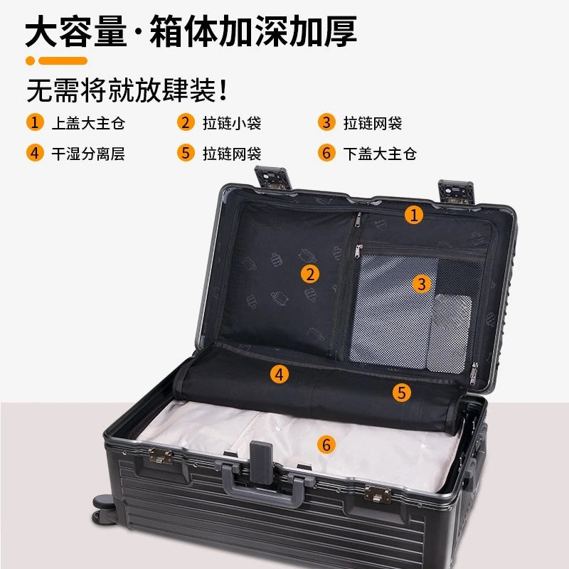 Luggage Large capacity 30-inch multi-functional suitcase 28-inch aluminum frame trolley case 26-inch anti-drop luggage