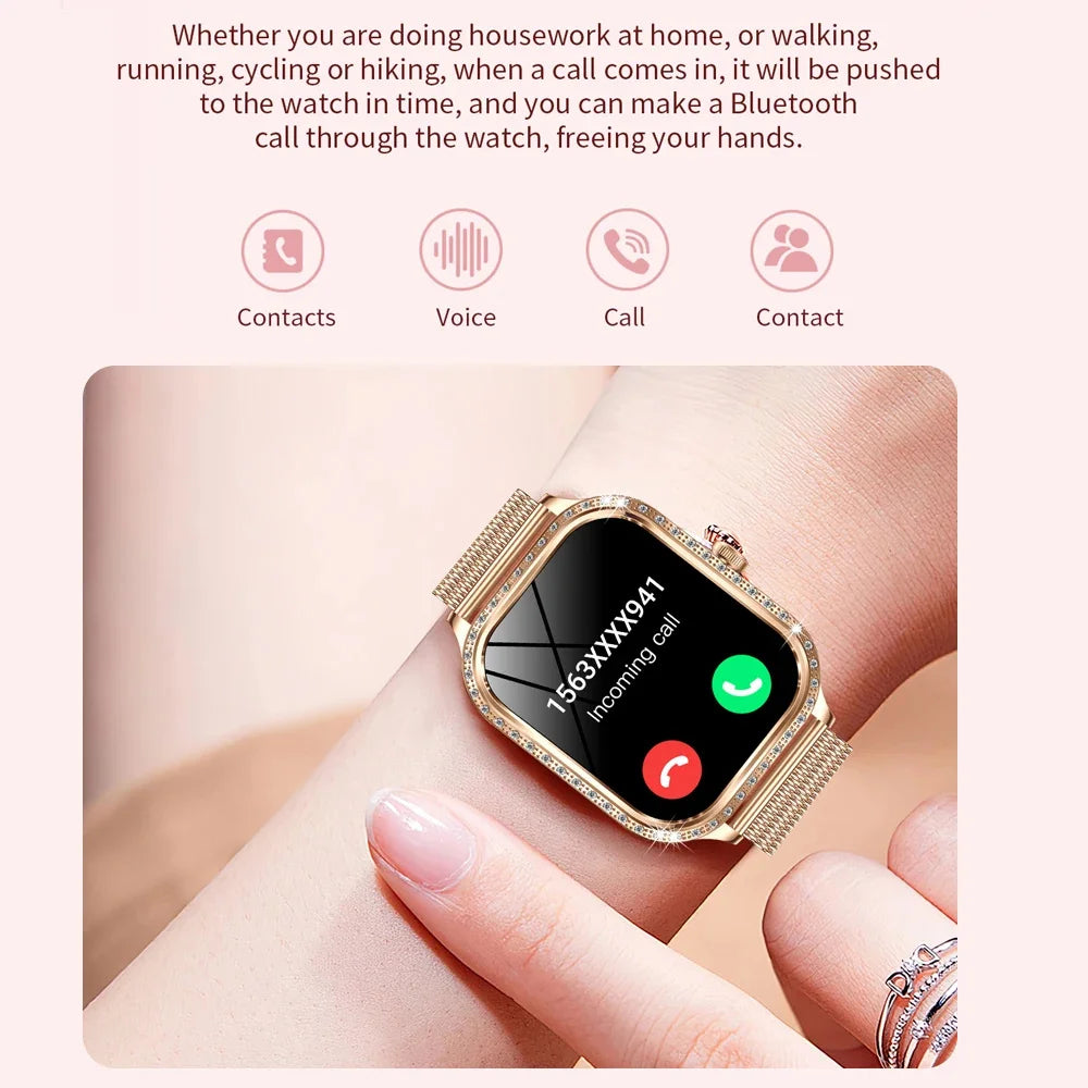 KIMLUD, 2025 New Lady Smart Watch Women AMOLED Curved Screen IP68 Waterproof Health Call Smartwatch For Samsung Huawei Apple Watch 4 ios, KIMLUD Womens Clothes