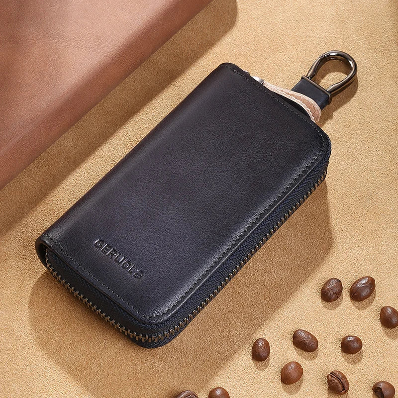 Key Wallet – 2 Card Slots and ID Clip – Genuine Leather | KIMLUD