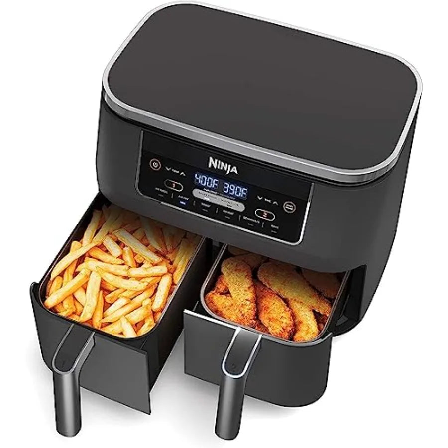 6-in-1 DualZone Air Fryer with 8-Quart Capacity and Two Separate Baskets for Simultaneous Cooking of Multiple Dishes at Differe