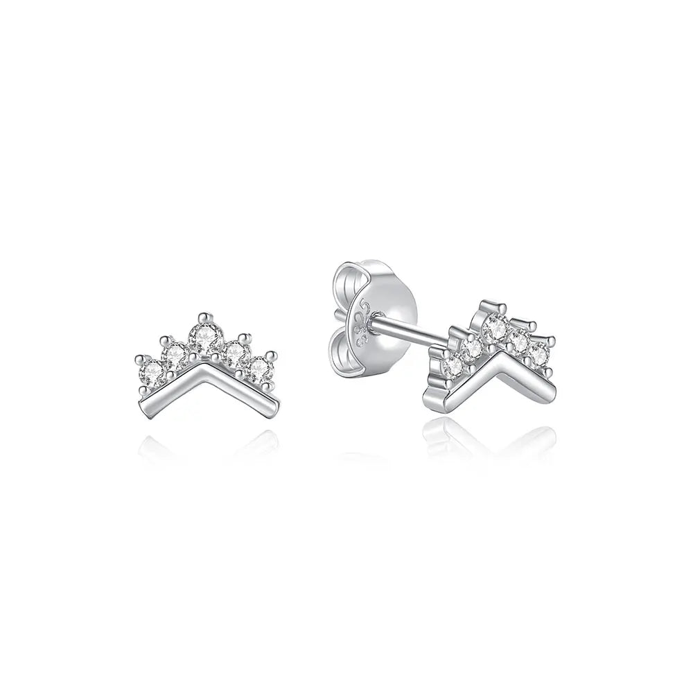 Sterling Silver Stud Hoop Earrings Crown Heart Bee — Rose Gold | KIMLUD