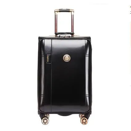 PU Leather Suitcases With Wheels - Black | KIMLUD