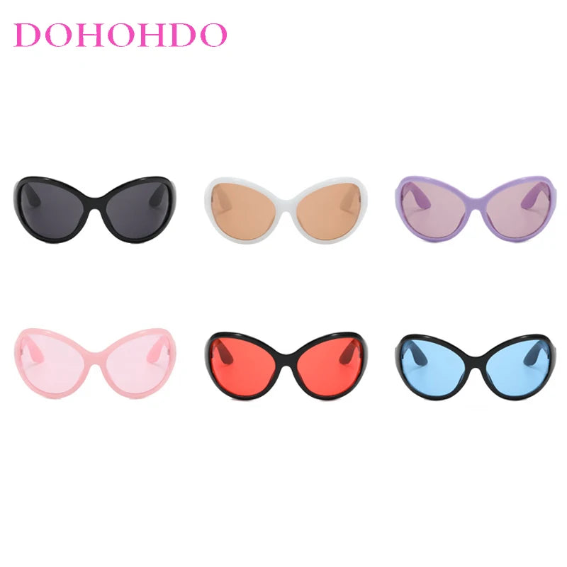 Oversized Oval Frame Sunglasses UV400 Lenses — Black | KIMLUD