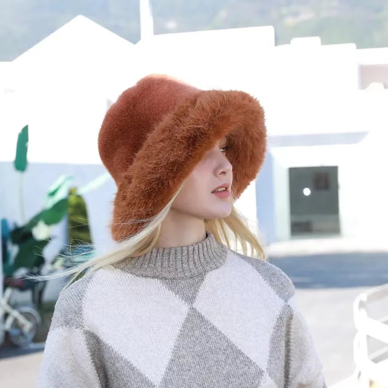 New Fur Hat Women Warm Snow Ski Cap Female Faux Fox Fur Bomber Hat Lady Windproof Winter Hats for Women Russian Warmer Hat - KIMLUD