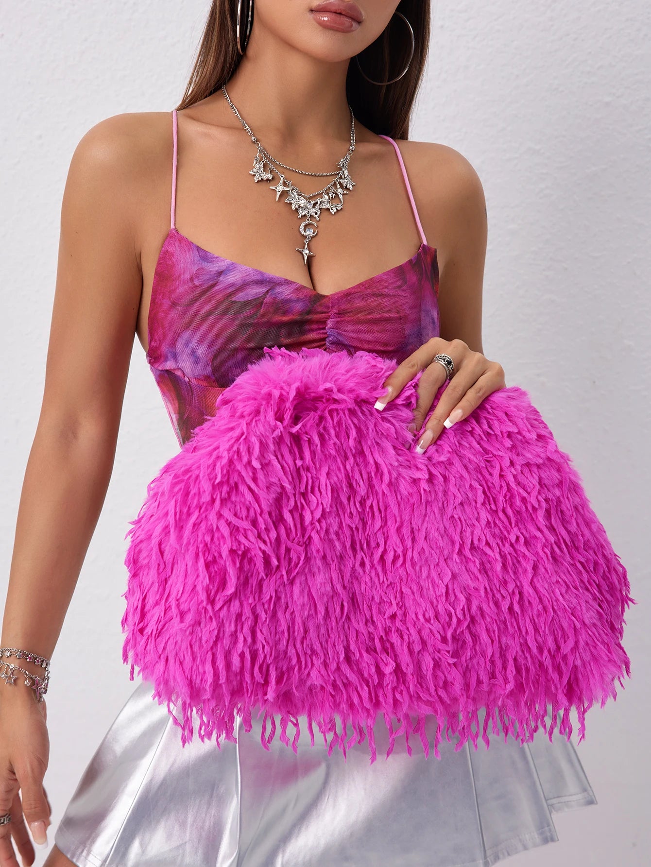 Dopamine Deluxe Clip Bag Polyester Fuzz Party — Black | KIMLUD