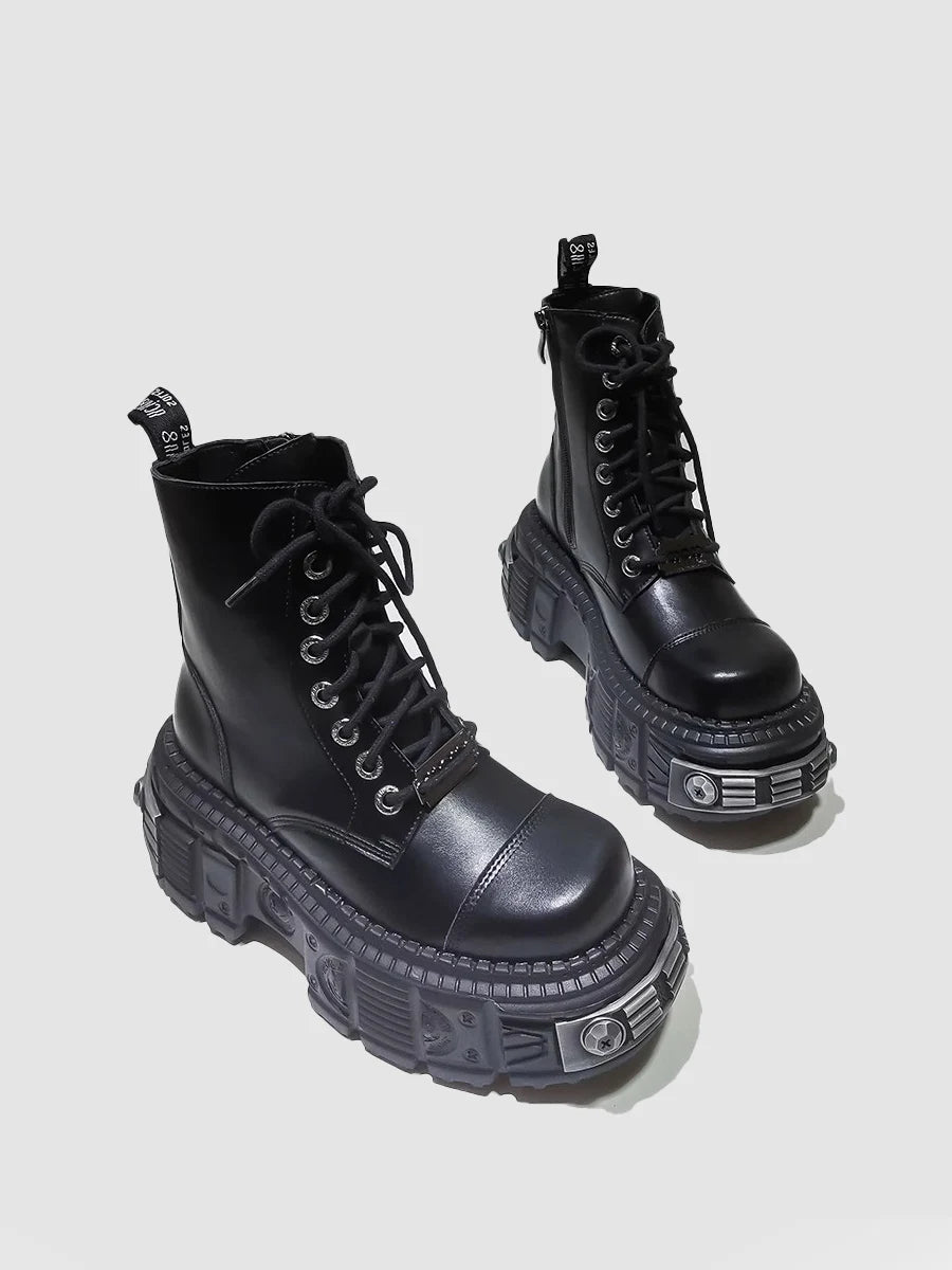 Punk Platform Female 2023 New Metal Design Sense Small Short Boots Fashion Women - KIMLUD