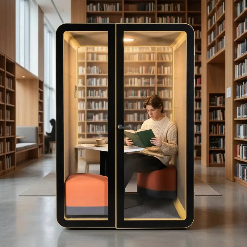 Soundproof Booth – Dual-Purpose Work And Rest – Tempered Glass | KIMLUD