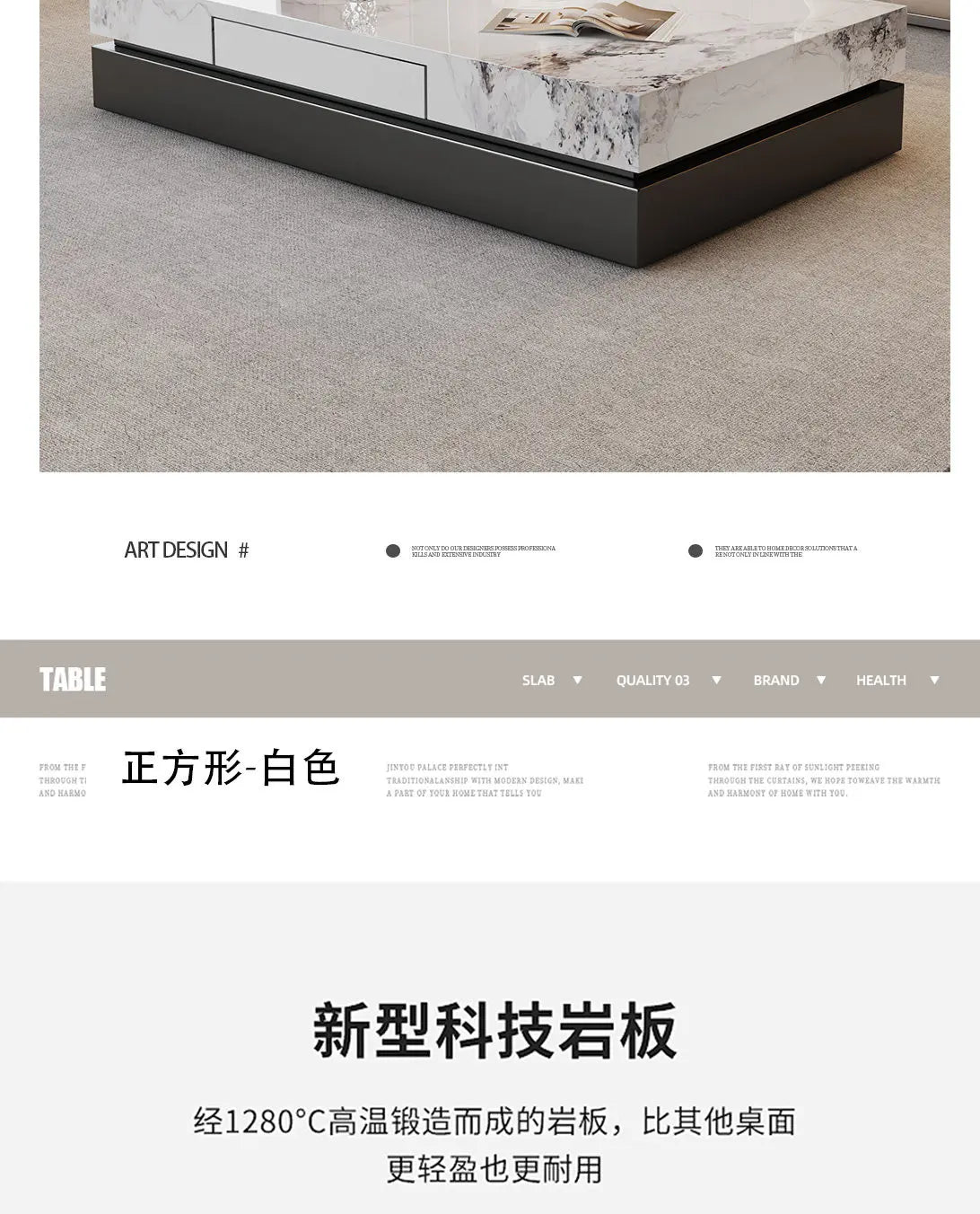 Italian Minimalist Coffee Table Rock Slab Countertop — Charcoal Gray | KIMLUD