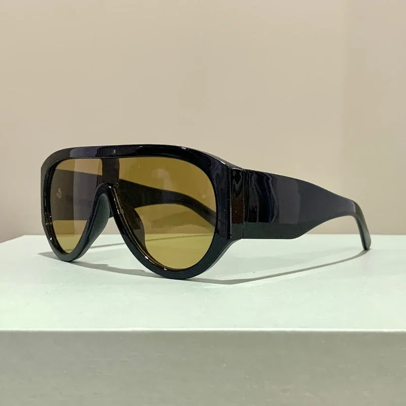 Sunglasses Oversized Gradient Plastic Frame Black | KIMLUD