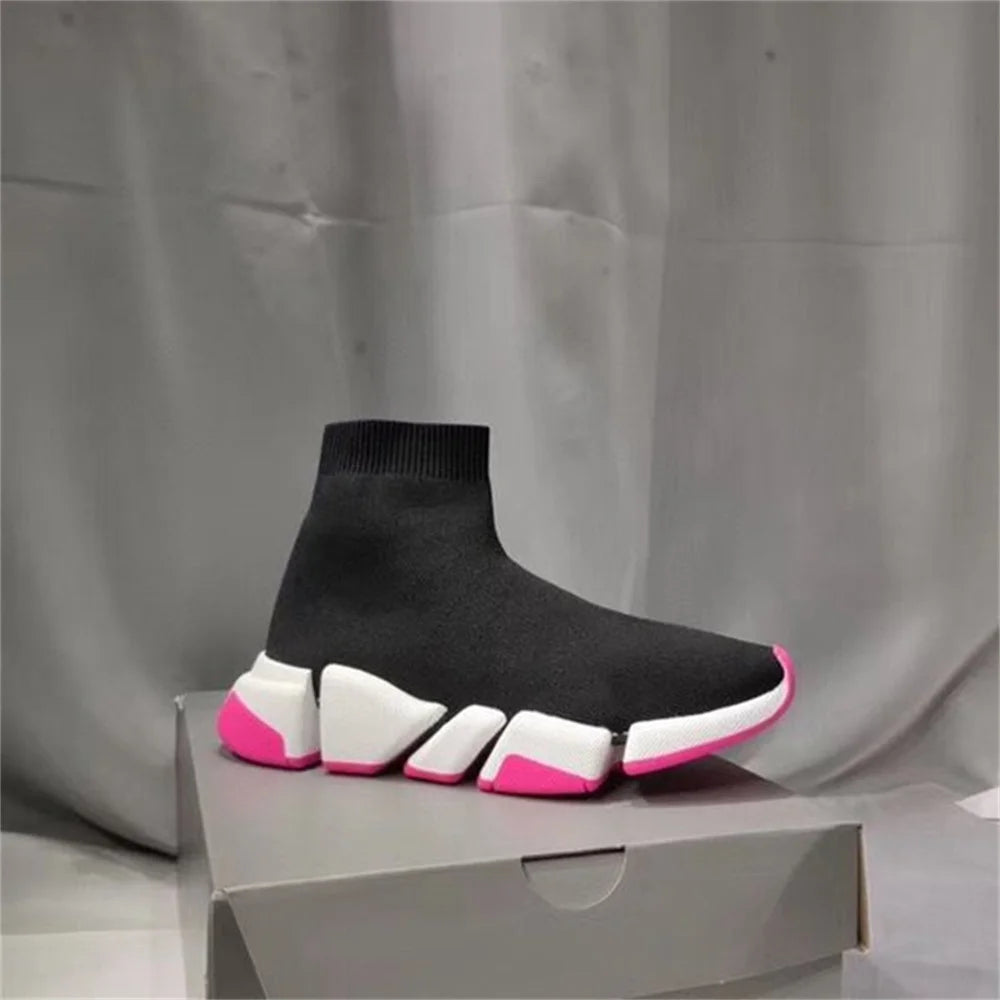 Hot Black High Top Women Socks Shoes Sneakers Breathable Couples Casual Sports Shoes Comfy Platform Sock Sneakers Men