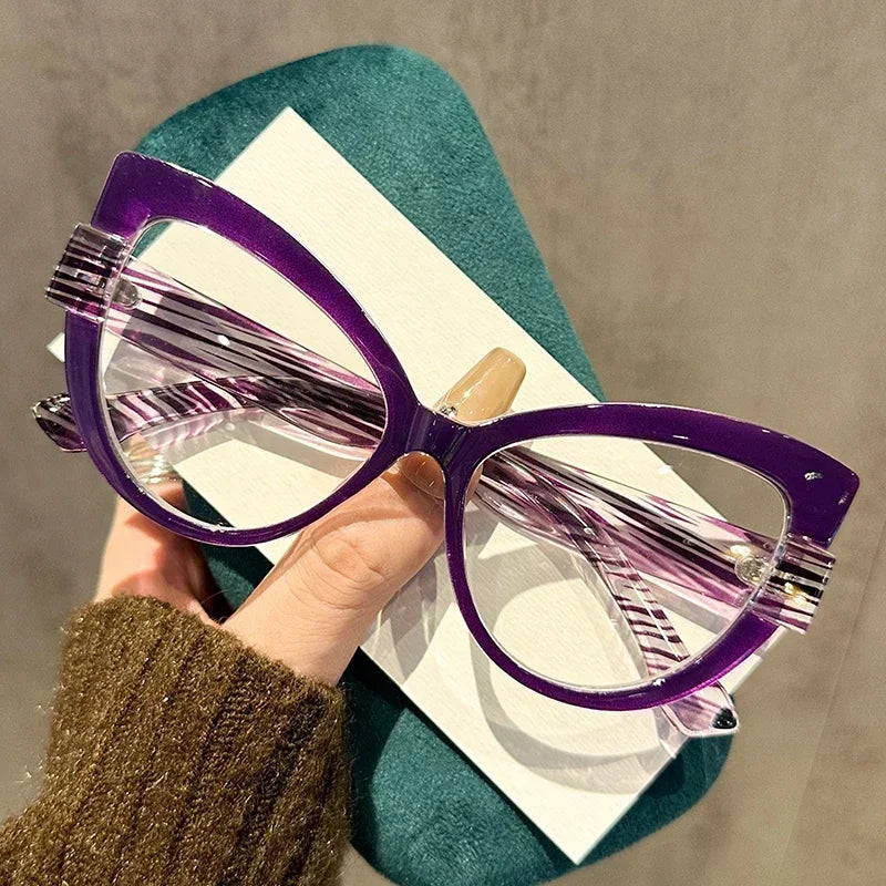 Color Blocking Cat-Eye Glasses — Multi-Color | KIMLUD