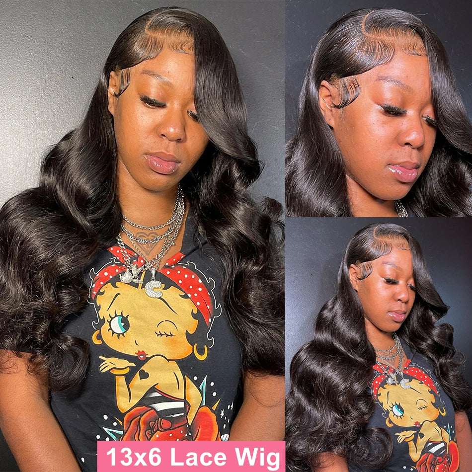 HD Lace Front Wig Body Wave 40 Inch 13x4 13x6 Pre Plucked Natural Hairline — Rich Black | KIMLUD