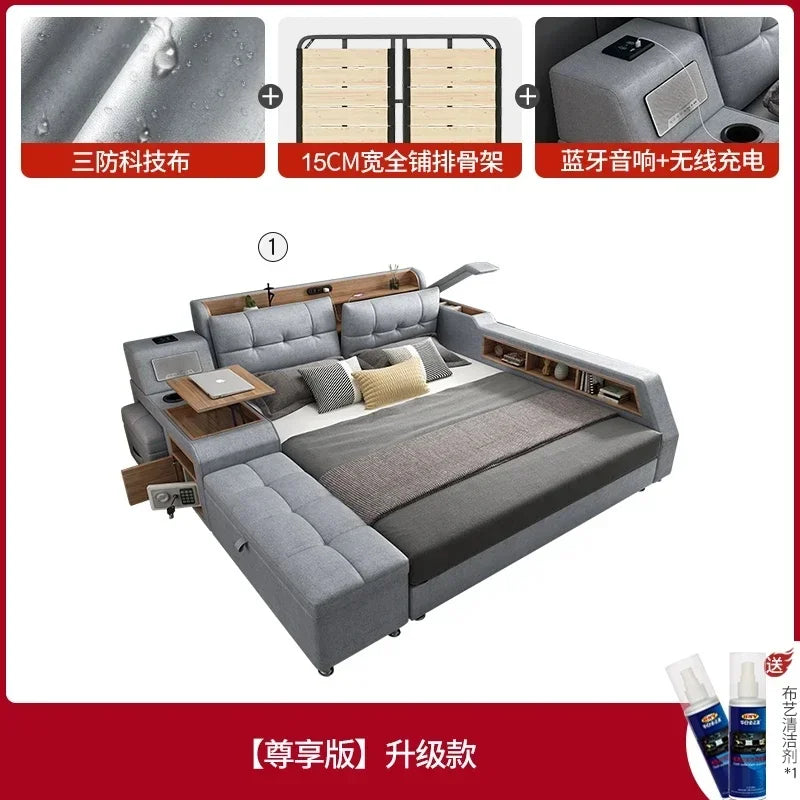 Nordic Multifunctional King Size Bed with Drawers for Bedroom or Backyard Furniture