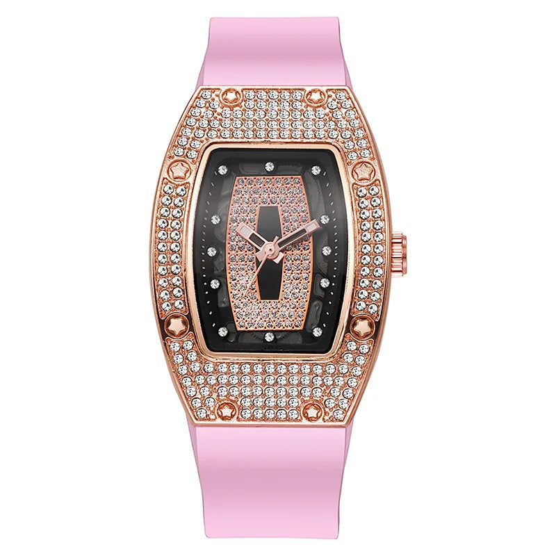 Silicone Tonneau Luxury Watch — Rose Gold | KIMLUD