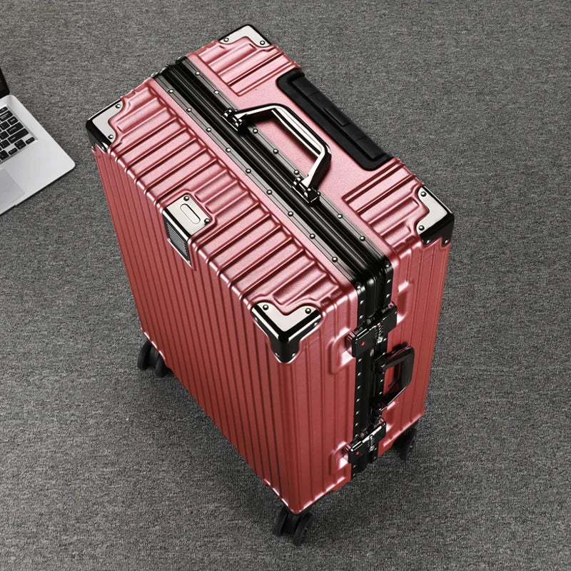 Travel Suitcase Aluminum Frame 20 Inch Carrier Suitcase 0n Wheels Durable Password Suitcase 26/28/30  Large Capacity Luggage