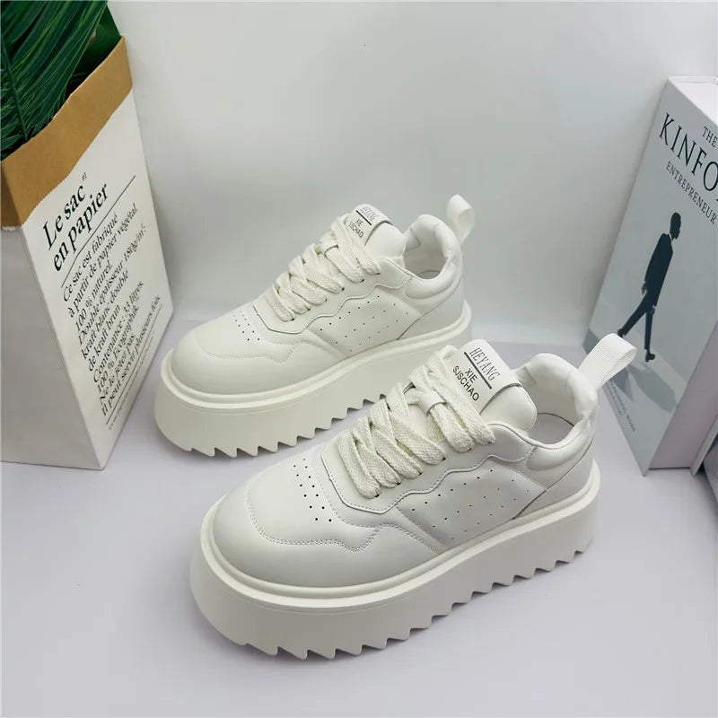 Men's Lace-Up Casual Shoes – Fluorescent Green Thick Sole | KIMLUD