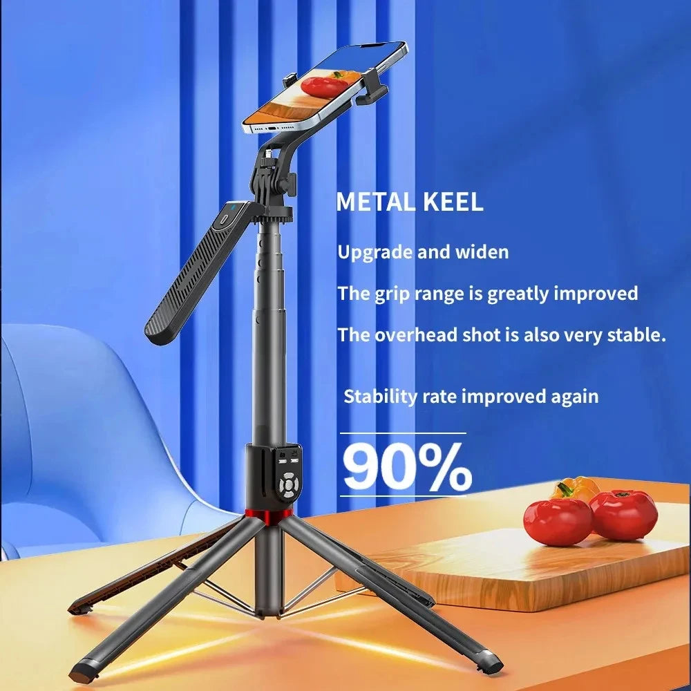 P325 Dual Remote Selfie Stick 2.2M Extended Mobile Phone Quadpod Wireless Bluetooth Selfie Stick Handheld Stabilizer Bracket