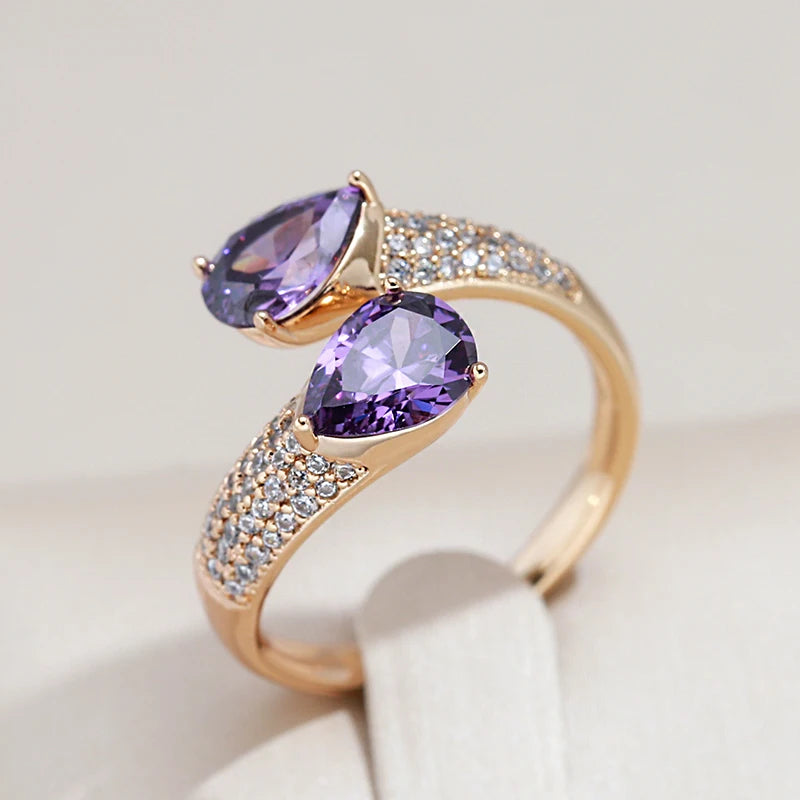 Open Ring – Cubic Zirconia – Copper – Purple | KIMLUD