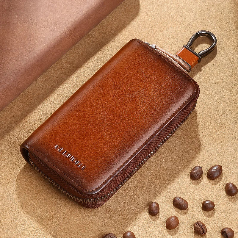 Key Wallet – 2 Card Slots and ID Clip – Genuine Leather | KIMLUD