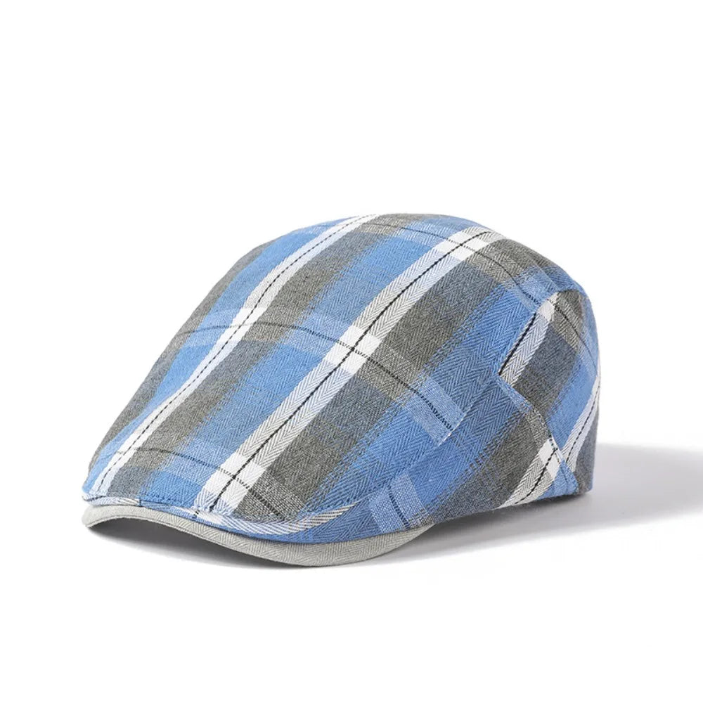 Newsboy Cap – Colorful Checkered Pattern – Polyester – Multicolor | KIMLUD