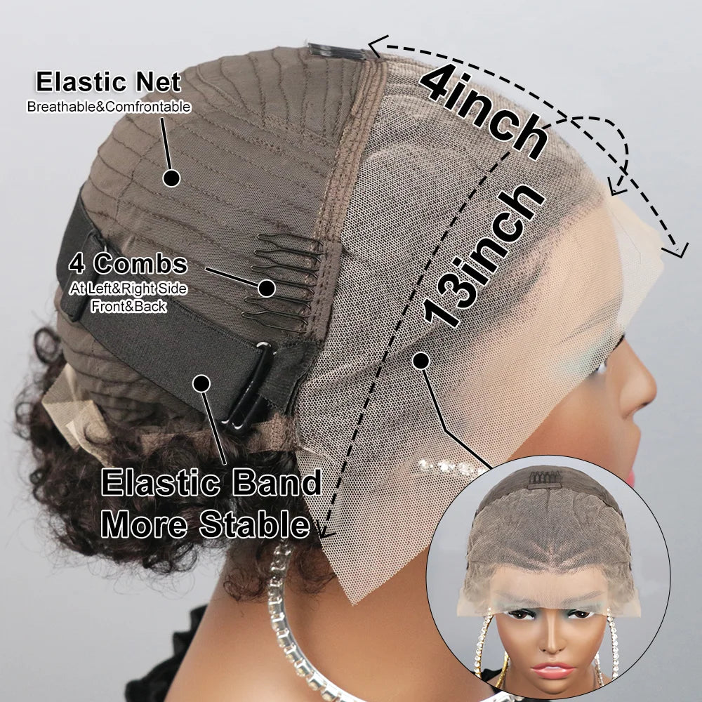 Lace Front Wig – Afro Puff Kinky Curly 13x4 – 98% Human Hair | KIMLUD
