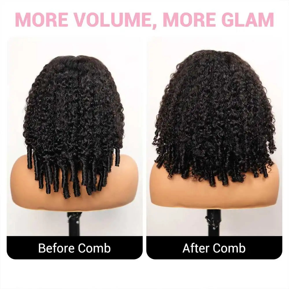 Burmese Curly Human Hair Wig 13x4 HD Lace Front 28 Inch Pre Plucked 250% Density Remy — Natural Black | KIMLUD