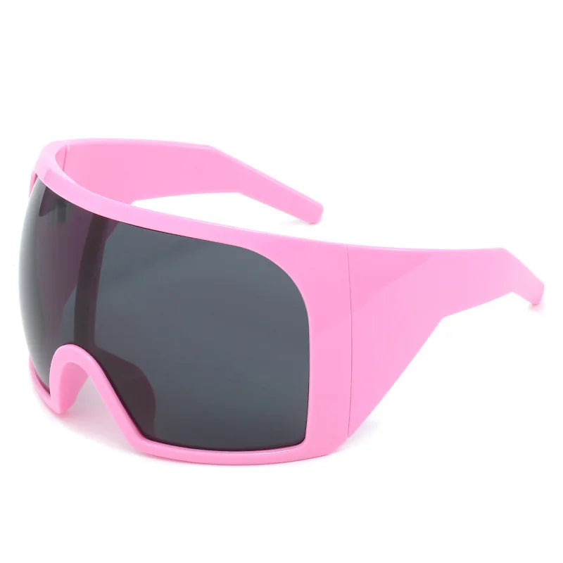 Oversized Shield Sunglasses Wrap Anti Wind UV400 — Black | KIMLUD