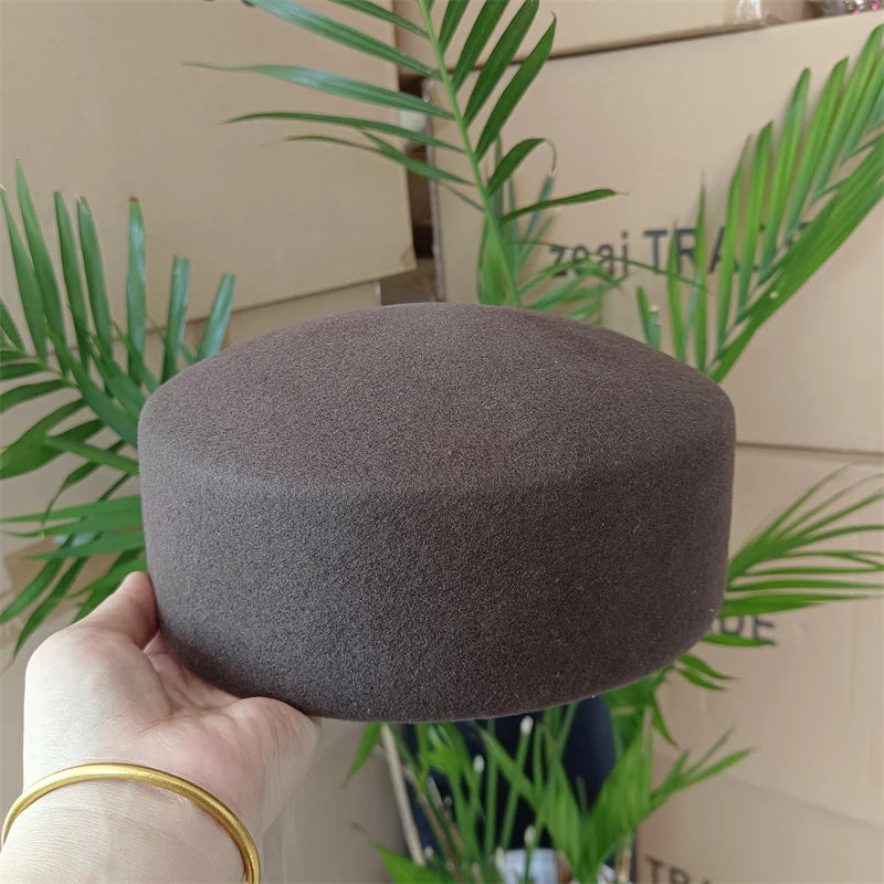 100 Percent Wool Felt Fedora Hat Hard Top — Black | KIMLUD