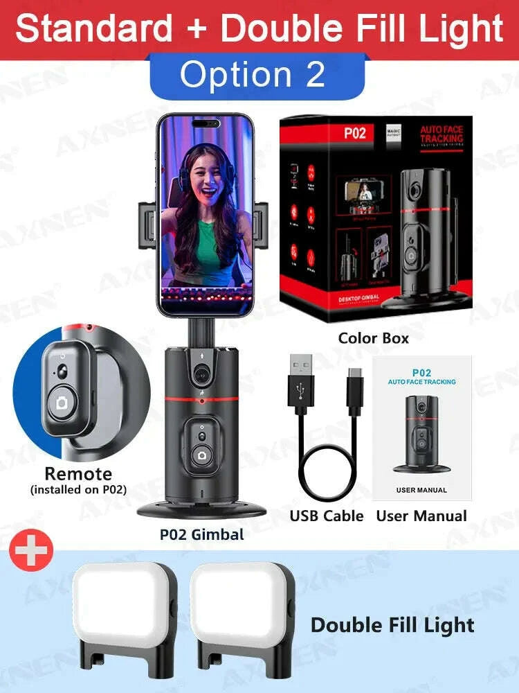 axnen-p02-360-rotation-follow-up-gimbal-stabilizer-monopod-desktop-tracking-gimbal-with-remote-for-phone-live-photographykimludkimlud-35571267