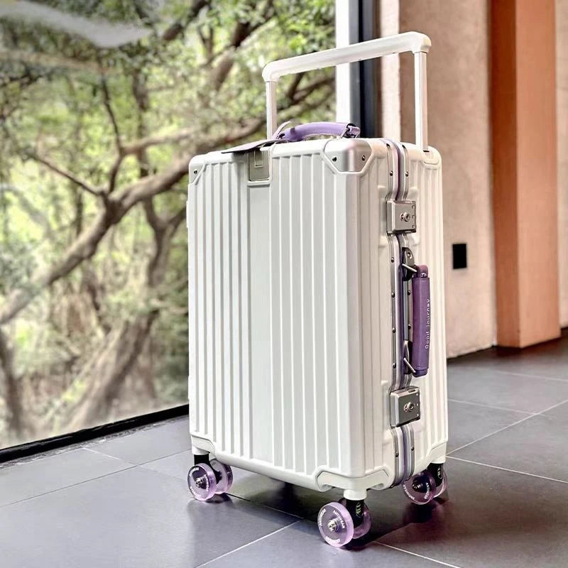 Wide-Handle Travel Suitcase With Cup Holder — Black | KIMLUD
