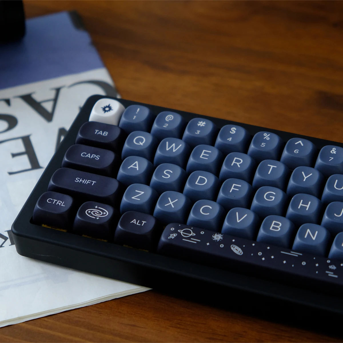 MOA Profile PBT Key caps White Milky Way Five Sided Dye Sublimation Keycaps for Cherry Gateron MX Switches Mechanical Keyboard