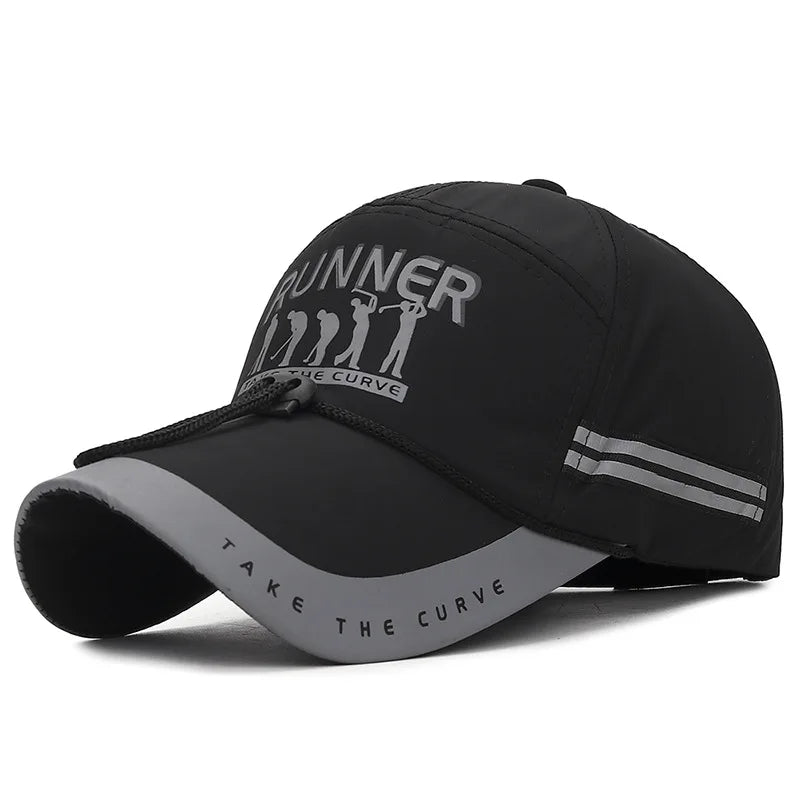 Breathable Adjustable Baseball Cap Extended Brim — Red | KIMLUD