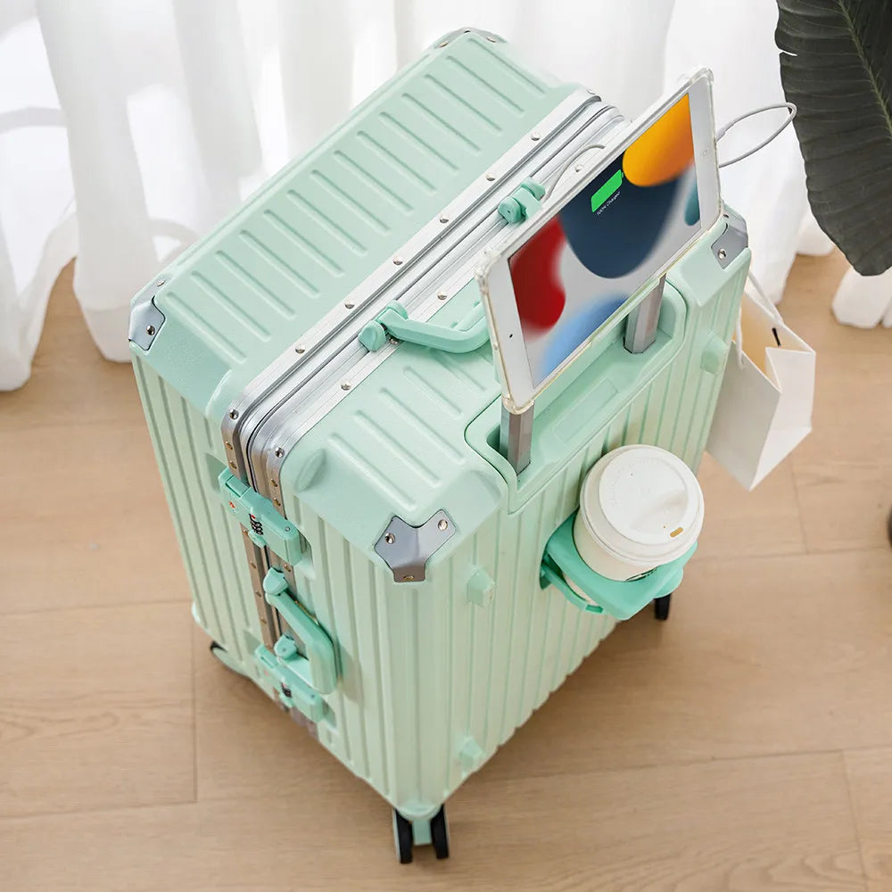 Aluminum Framed Luggage 30/32-Inch Large Cup and Phone Holder — Silver | KIMLUD
